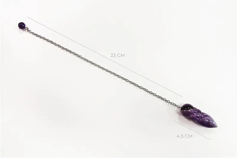 Péndulo de radiestesia con mineral natural amatista